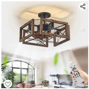 Farmhouse Mount Ceiling Fan with Light